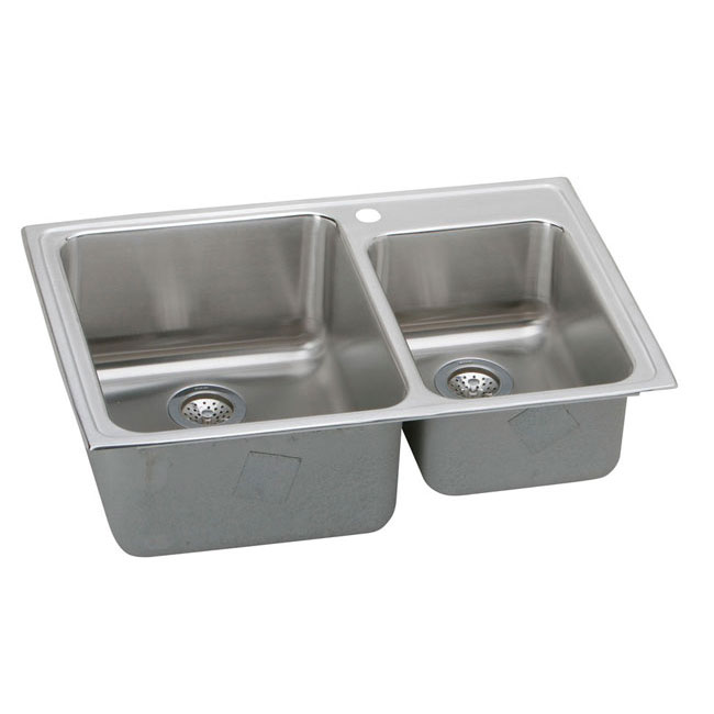 Elkay LFGR33223 Lustertone 33" x 22" Three Hole Double Bowl Drop-In Kitchen Sink Stainless Steel