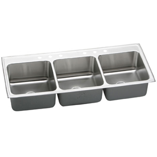 Elkay LTR542210 Lustertone 54" x 22" Six Hole Triple Bowl Drop-In Kitchen Sink Stainless Steel